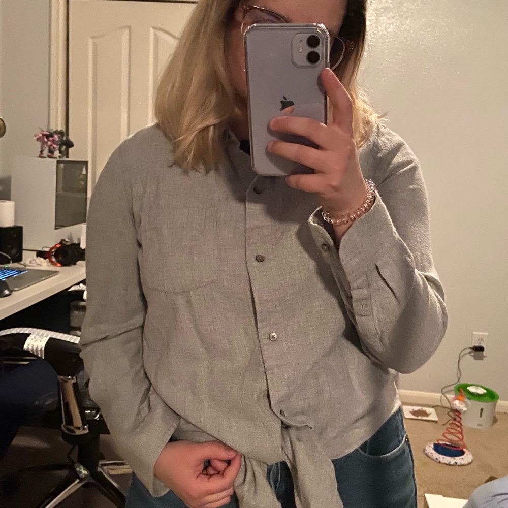 Madewell flannel tie front shirt size medium